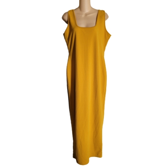 Missguided Mustard Yellow Sleeveless Square Bodycon Tank Dress Size Womens 12 - Picture 3 of 11